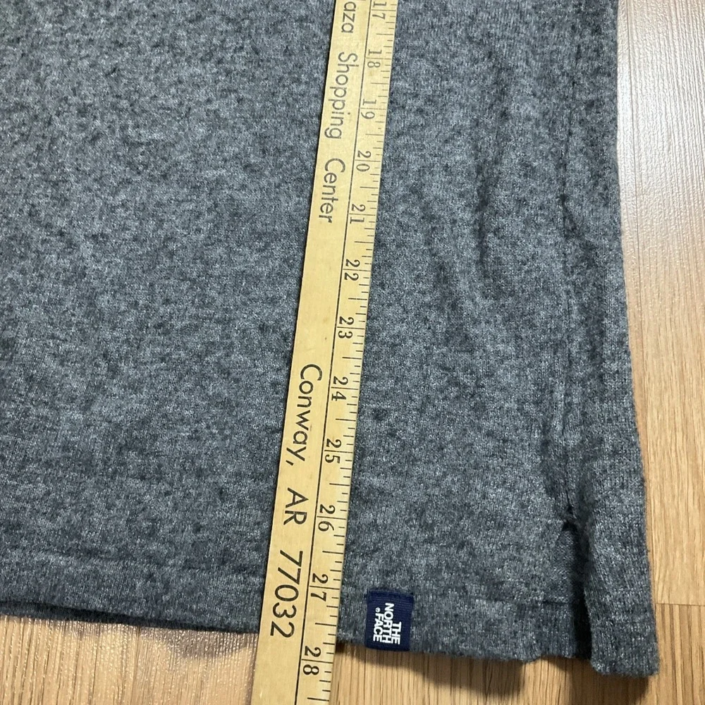 The North Face Sweater Mens Size Large Gray Quarter Zip Cotton Wool Nylon